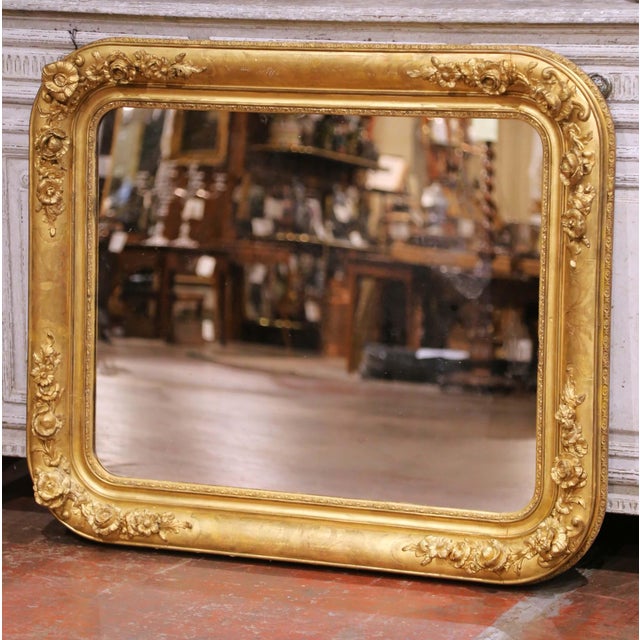 Anchor a room with this impressive antique French giltwood mirror, crafted circa 1870 in the Louis Philippe taste. The...