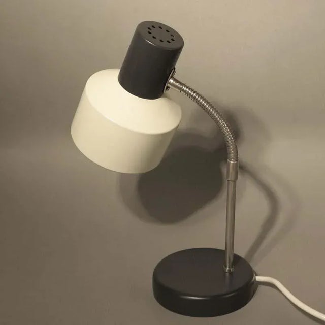 1950s Gray and White Metal Table Lamp, 1950s For Sale - Image 5 of 6