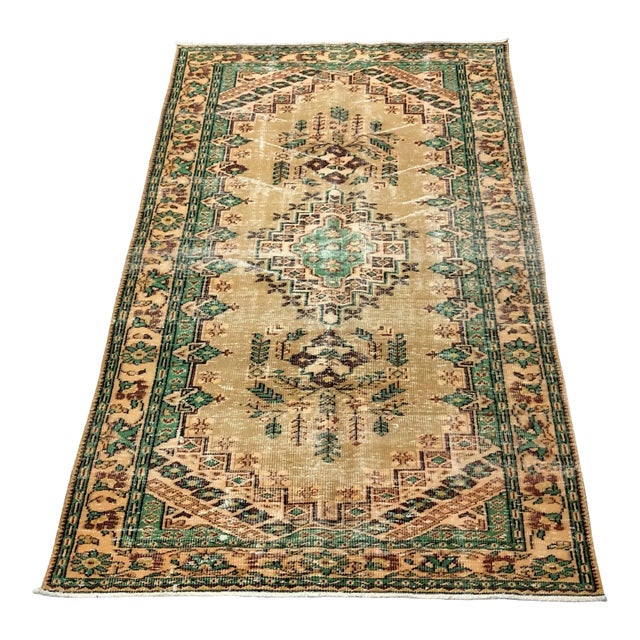 Vintage Distressed Turkish Area Rug For Sale