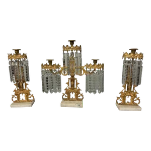 3 Piece Late 19th Century Victorian Girandole Candelabra Set