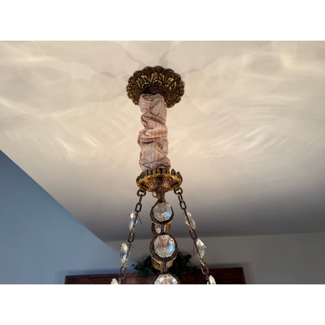 1930s French Empire Gilt Bronze and Crystal Chandelier With 8 Arms For Sale - Image 4 of 14
