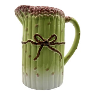 Late 20th Century Majolica Asparagus Water Pitcher For Sale