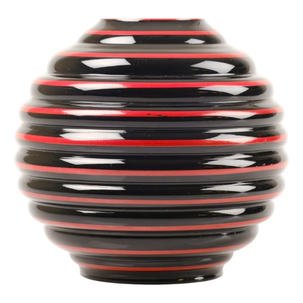 Art Deco Black Opaline Glass Vase by Åfors Sweden, 1920s For Sale