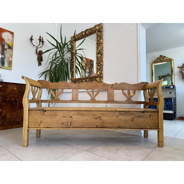 Provincial Biedermeier Country House Storage Bench For Sale - Image 3 of 11