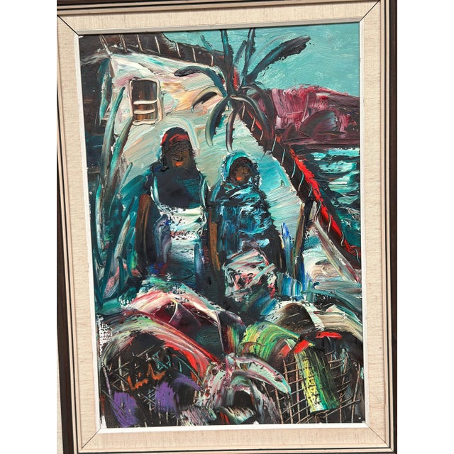 Eric Lo, Villagers II, 1950s, Oil on Canvas, Framed For Sale - Image 8 of 10