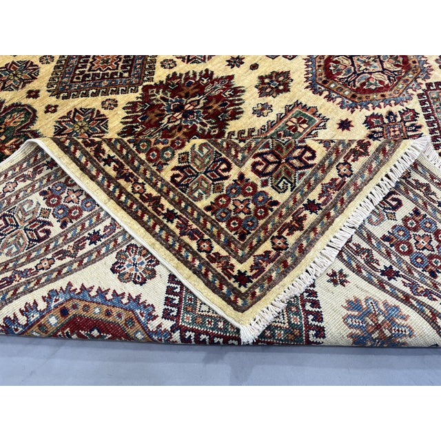 Cream Kazak Tribal Wool Rug With Medallions, 5'4" X 7'4" For Sale - Image 13 of 14