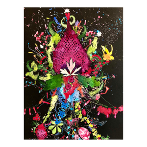Martha BloomMilk Weed, Flowers Mixed Media Collage Monotype Floral Painting, 1985