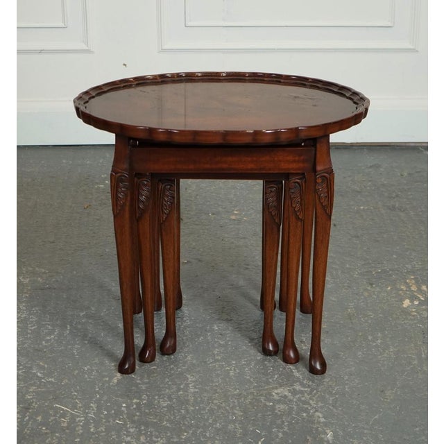 Gold Vintage Nest of Tables with Pie Crust Top from Bevan Funnel For Sale - Image 8 of 16