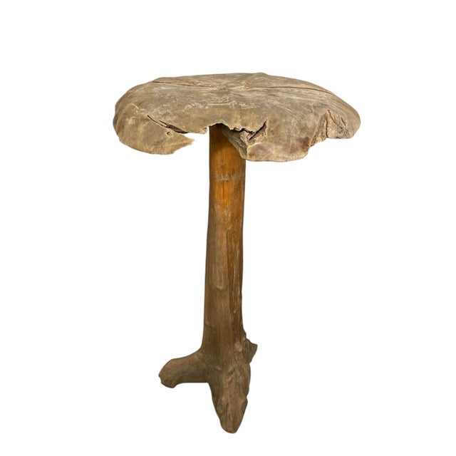 This exceptional vintage hand-carved wooden garden sculpture beautifully captures a whimsical, organic aesthetic,...