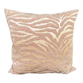 Champagne Silk Zebra Print Down Filled Pillow For Sale