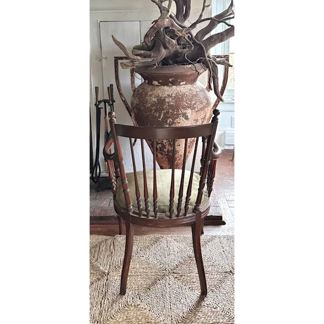 Antique English Spindle Carved Wood Arm Chair For Sale - Image 4 of 6