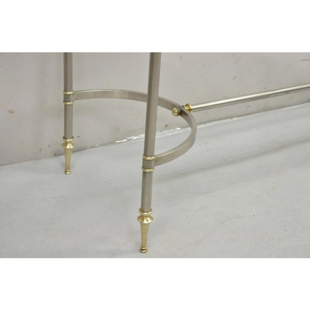 Late 20th Century Neoclassical Directoire Maison Jansen Style Steel & Brass Console Sofa Table For Sale - Image 5 of 11