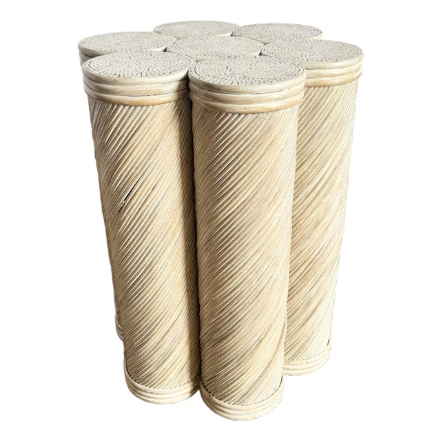 Vintage Boho Swirl Pencil Reed Cluster Dining Table Base/Pedestal For Sale