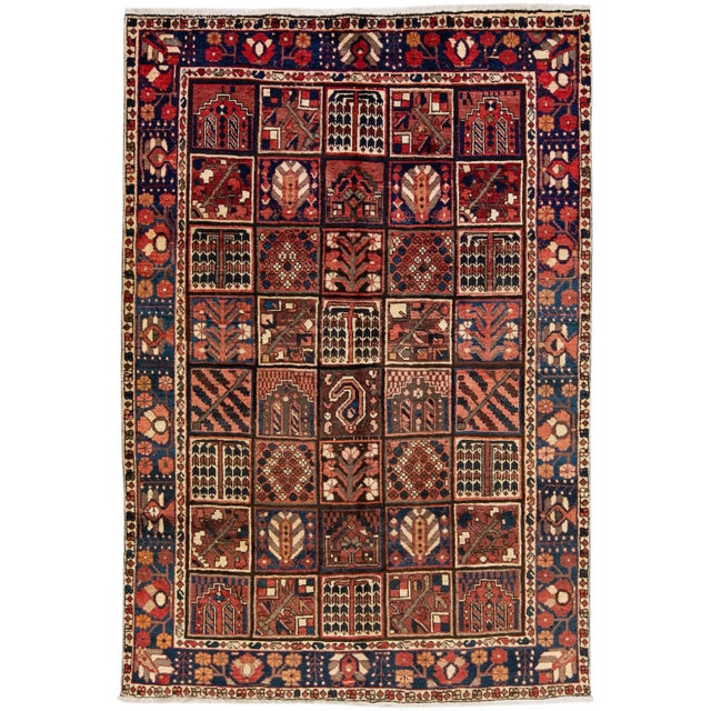 Textile Antique Persian Bakhtiari Handmade Allover Wool Rug With Multicolor Field For Sale - Image 7 of 7