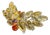 MCM Jewelry by Juliana DeLizza & Elster Style Molded Leaf Navette and Ab Chaton Gold-Tone Brooch Pristine Condition For Sale