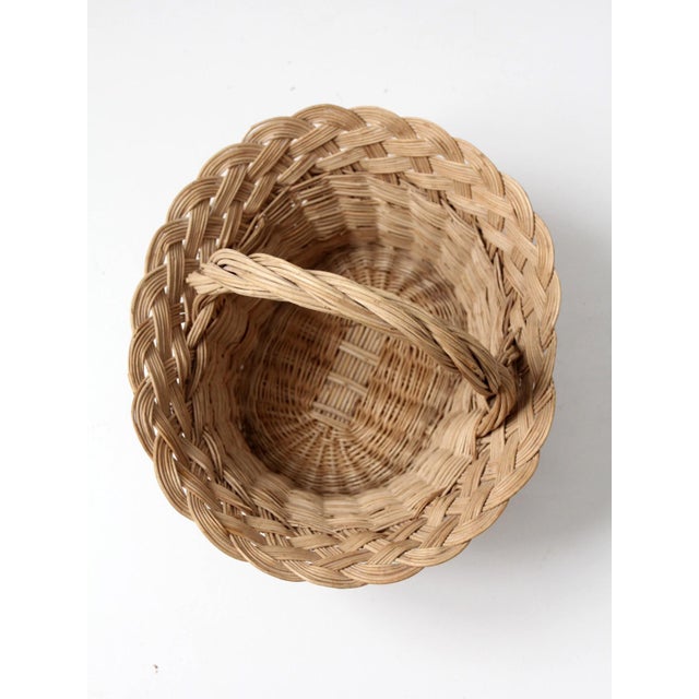 Late 20th Century Vintage Wicker Basket With Handle For Sale - Image 5 of 11