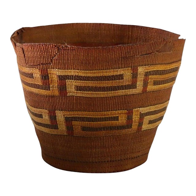 Antique Southwest Native American Pima Hand Woven Basket Unsigned 1900 For Sale