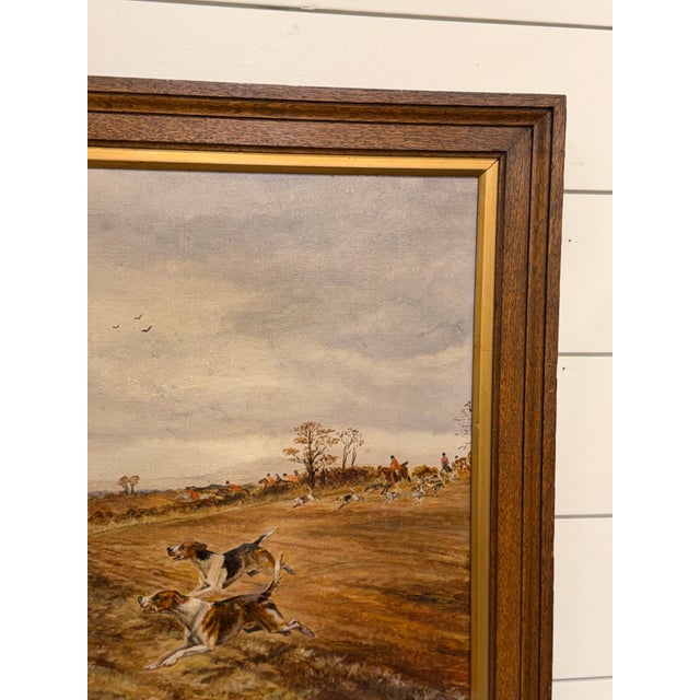 19th Century English Oil on Canvas Fox Hounds For Sale - Image 4 of 9