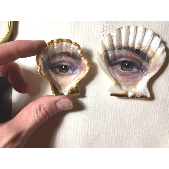 Original Painting on Shell Framed Lover's Eye Victorian Style Wall Decor by Artist Valeriya Serova For Sale - Image 9 of 9