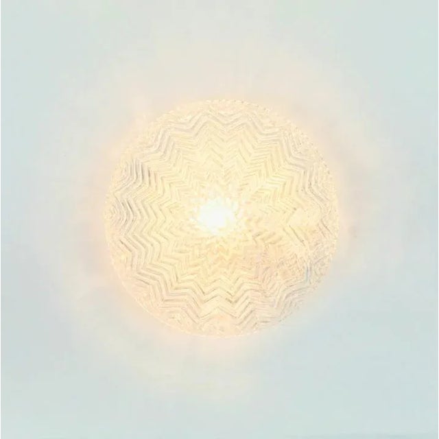 1970s Mid Century Geometric Glass Flush Mount or Wall Light/Sconce From Limburg, Germany, 1970s For Sale - Image 5 of 11
