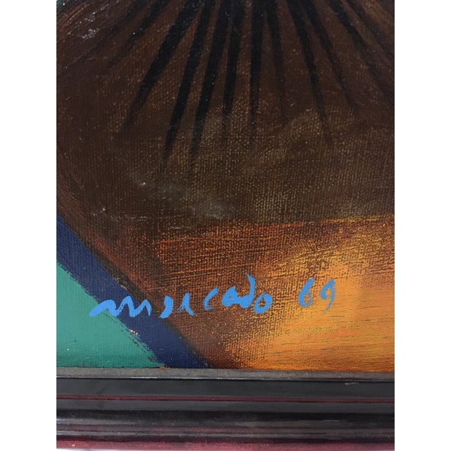 Vintage Mid-Century Colorful Figurative Abstract Oil on Canvas Portrait Painting For Sale - Image 9 of 12