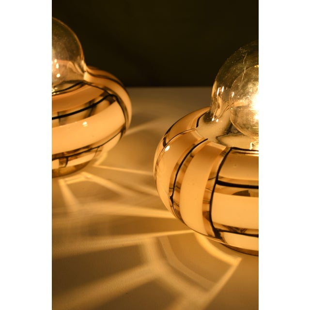 Tessere Ambra Murano Glass Table Lamps by Barovier & Toso, 1950s, Set of 2 For Sale - Image 4 of 9