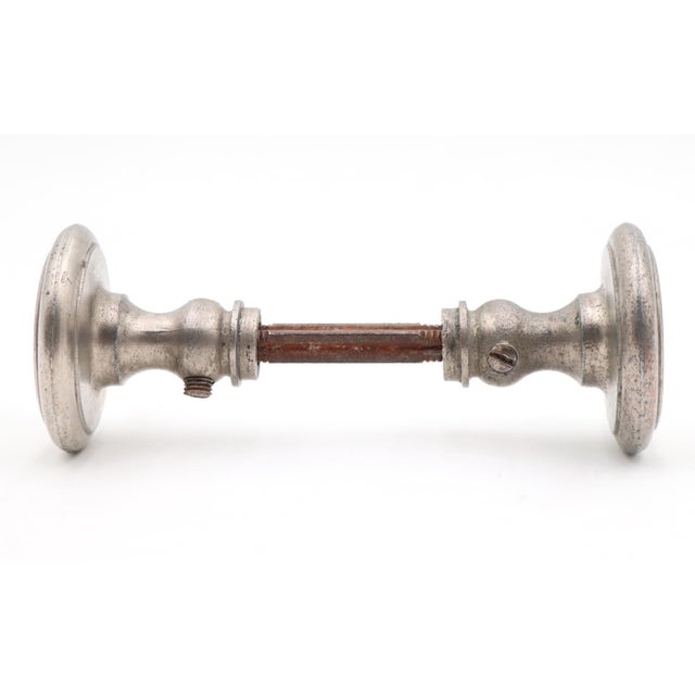 Vintage Art Deco Nickel Plated Brass Passage Door Knob Set For Sale - Image 4 of 7