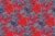 A 9.5" x 9.5" sample of Jungle Road Deep Red Care Instructions: Pure Solvants Dry Cleaning