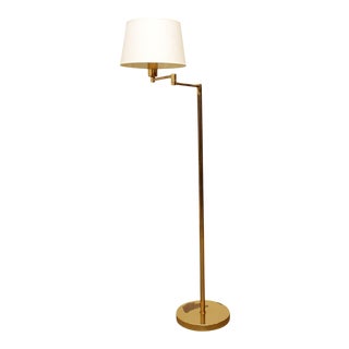 George Hansen Metalarte Swing Arm Brass Floor Lamp For Sale