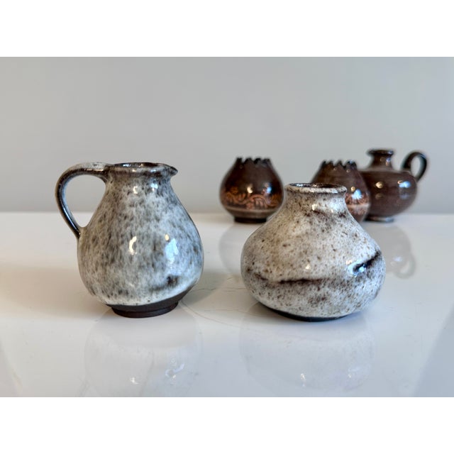 Mid-Century Modern Ceramic Miniature Vases attributed to Serocka, Germany, 1960s, Set of 5 For Sale - Image 3 of 13