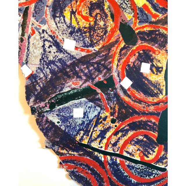 Red Sandy Kinnee, Abstract Modernist Colorful Mixed Media Art Screen-print on Handmade Paper 6/20, c.1980's For Sale - Image 8 of 11