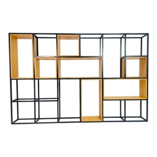 Custom Architectural Metal and Wood Display Cabinet / Bookcase, Usa 1990's For Sale