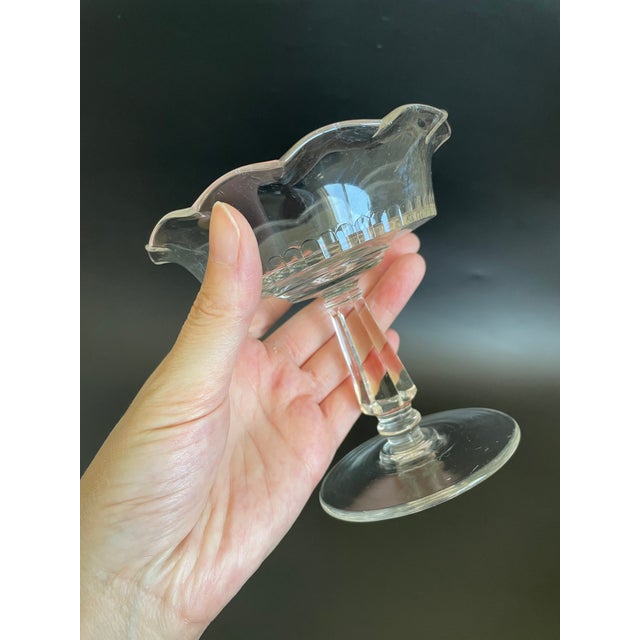 Transparent Vintage Pressed Glass Compotes With Ruffled Edge - Set of 3 For Sale - Image 8 of 10
