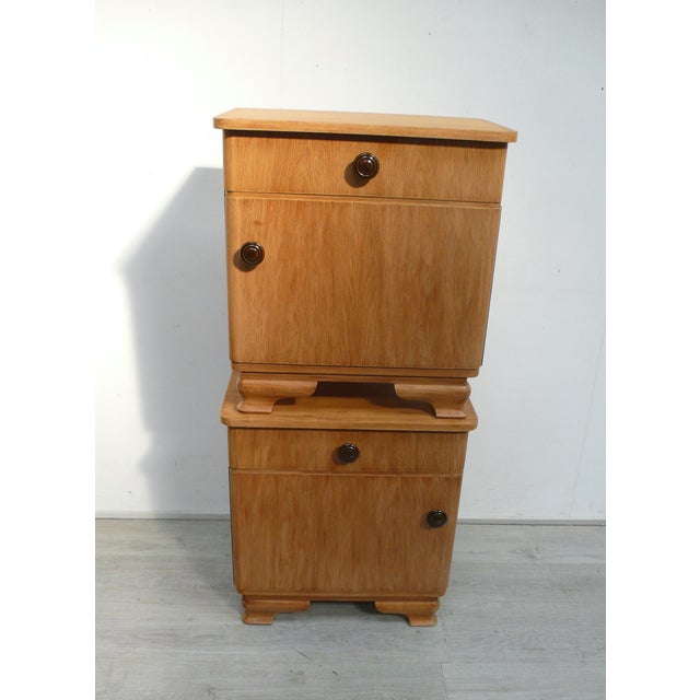 Wood Art Deco Bedside Tables in Oak, Germany, 1940s, Set of 2 For Sale - Image 7 of 10