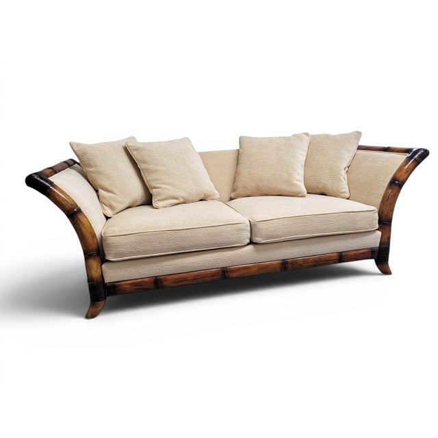 Postmodern Flared Arm Tuxedo Sofa in Textured Velvet For Sale - Image 4 of 17