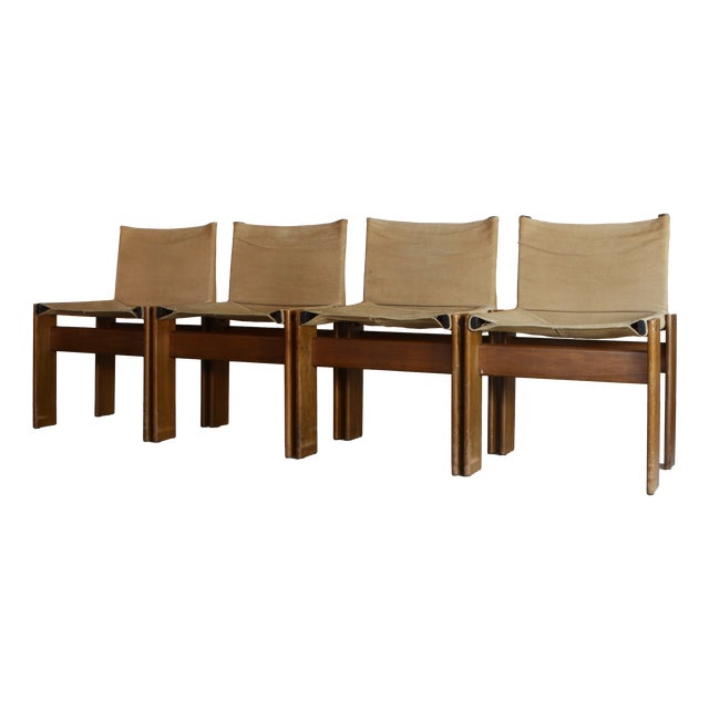 Vintage Monk Chairs by Afra & Tobia Scarpa for Molteni, 1970s, Set of 4 For Sale