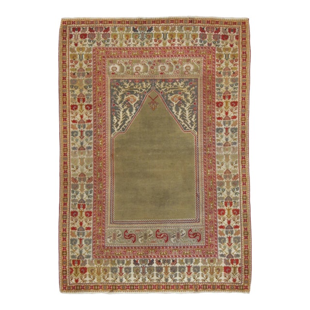 Vintage Turkish Anatolian Prayer Rug With Ornate Border Design - Rug & Kilim For Sale