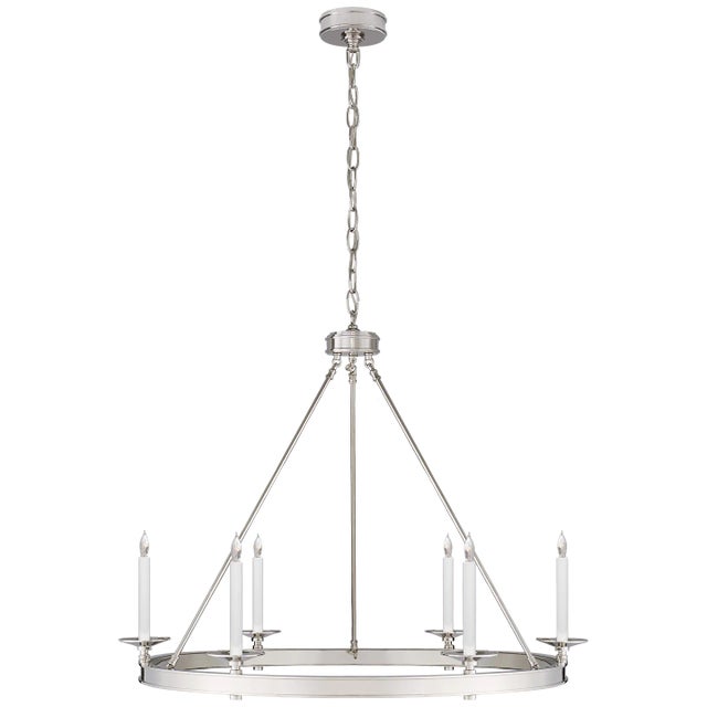 Chapman & Myers for Visual Comfort Signature Launceton Ring Chandelier in Polished Nickel For Sale