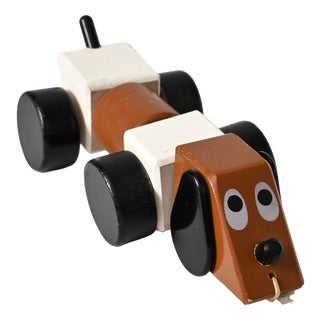 Wooden Pull-Along Dog Toy by Ryk Heuff for Olly Toys, 1970s For Sale