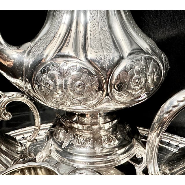 Antique Tea and Coffee Service Wep Co. German Silver Plated Hand Chased - 6 Pieces For Sale - Image 4 of 12