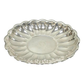 Vintage Reed & Barton "Holiday" Scalloped Oval Serving Platter Tray W/ Monogram For Sale