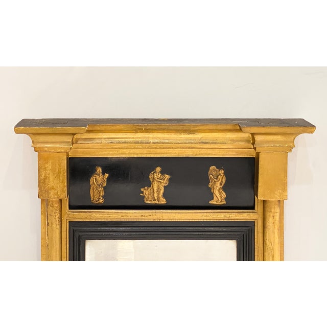 Traditional Regency Era Pier Mirror With Gilt and Ebonized Wood Frame (H 27 X W 18 3/4) For Sale - Image 3 of 10