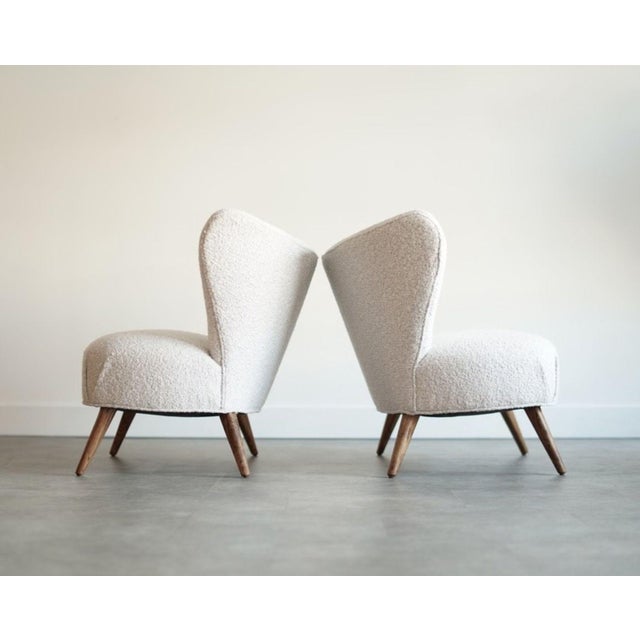 Wingback Lounge Chairs in Bouclé, Denmark, C. 1950s For Sale - Image 4 of 7
