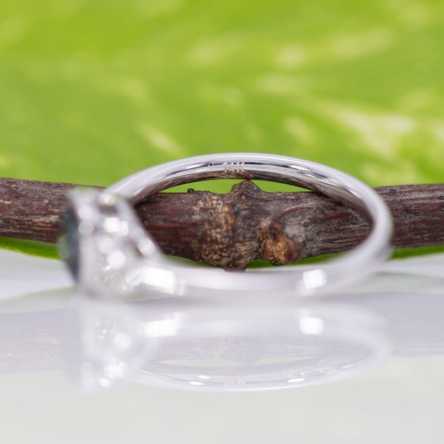 Blue Spinel Ring With Earth-Mined Diamond Accents in Solid 14k Gold, Cushion 5mm, Size 6.75 For Sale - Image 9 of 9