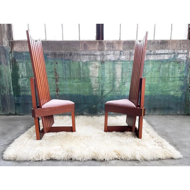 Frank Lloyd Wright Frank Lloyd Wright Style Studio Craft Mid Century Triange / Tripod Accent Chair- Sold Individually For Sale - Image 4 of 9