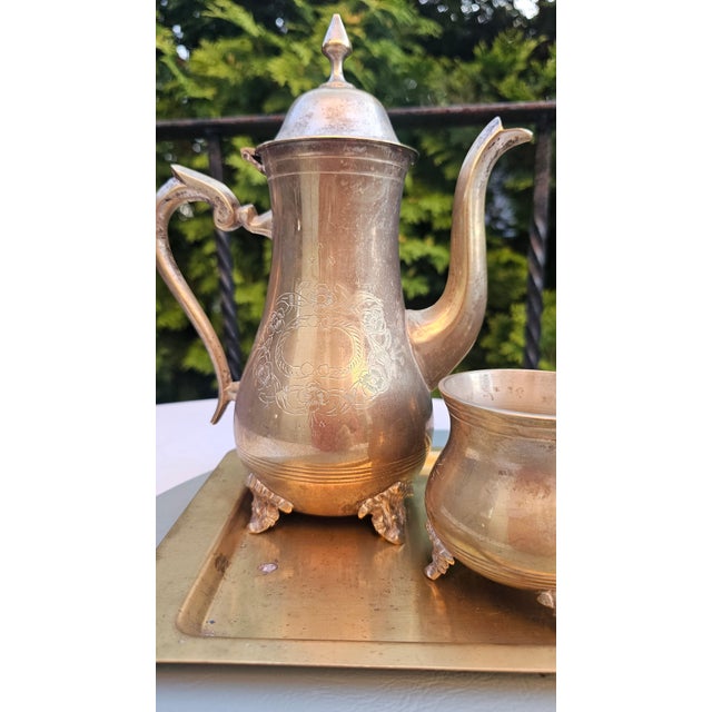 Antique Brass Tea Service from EPNS, 1890s, Set of 4 For Sale - Image 3 of 12