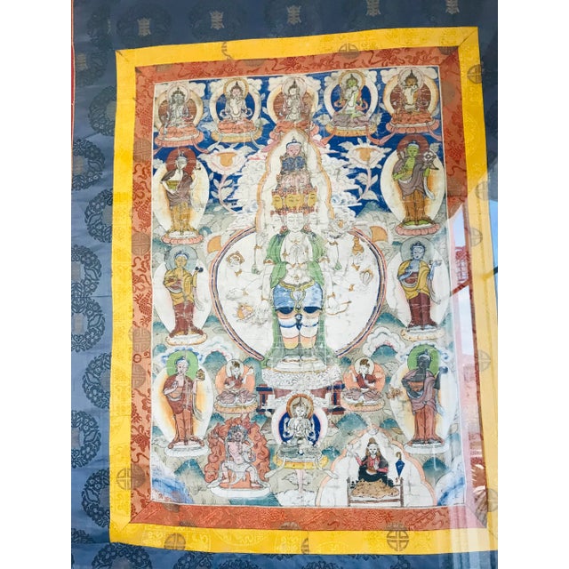 Boho Antique Tibetan Thanghka Avalokiteshwara For Sale - Image 4 of 7