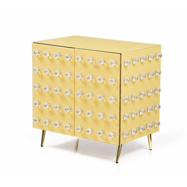 An italian contemporary cabinet made to order in a deep chocolate-brown finish, with 90 clear murano glass spheres across...