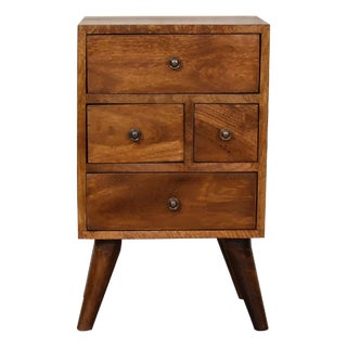 Rustic Mixed Chestnut 4-Drawer Bedside Chest For Sale