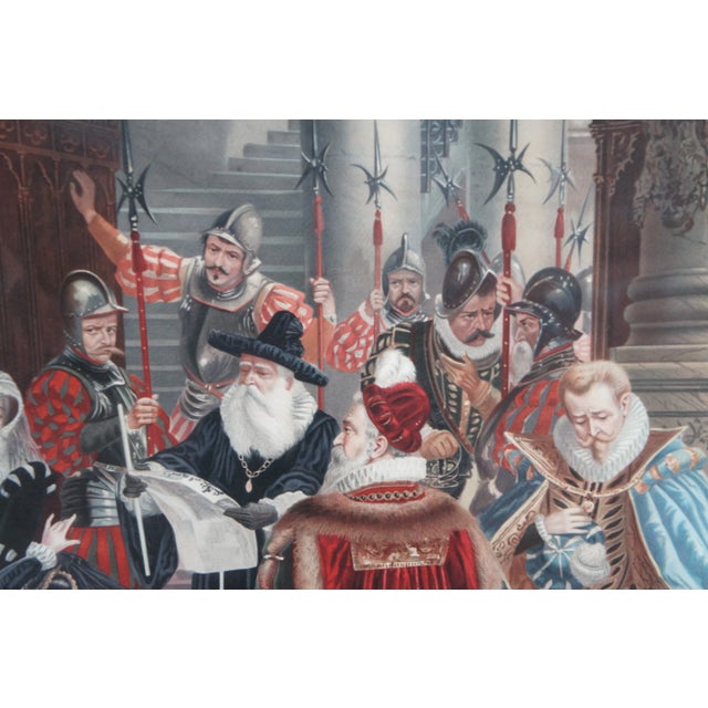 Set of 2 Vintage Elizabethan 16th Century Court Scene Framed Prints 41" For Sale - Image 10 of 12